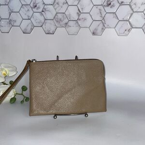 Elegant Valentina Tan Leather Clutch/Wristlet